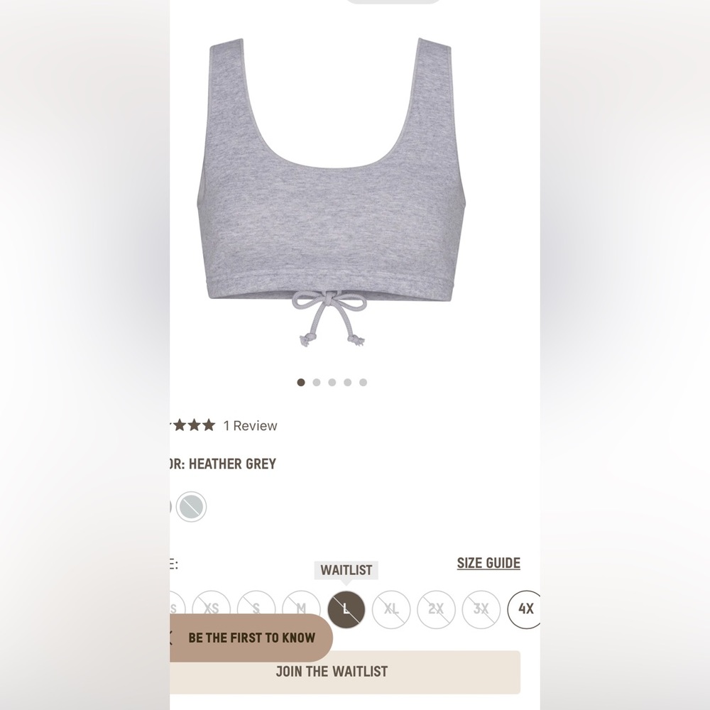 Skims cotton fleece bra size L